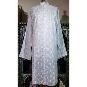 Knee Length Hand Embroidered Indian Kurta - Medium